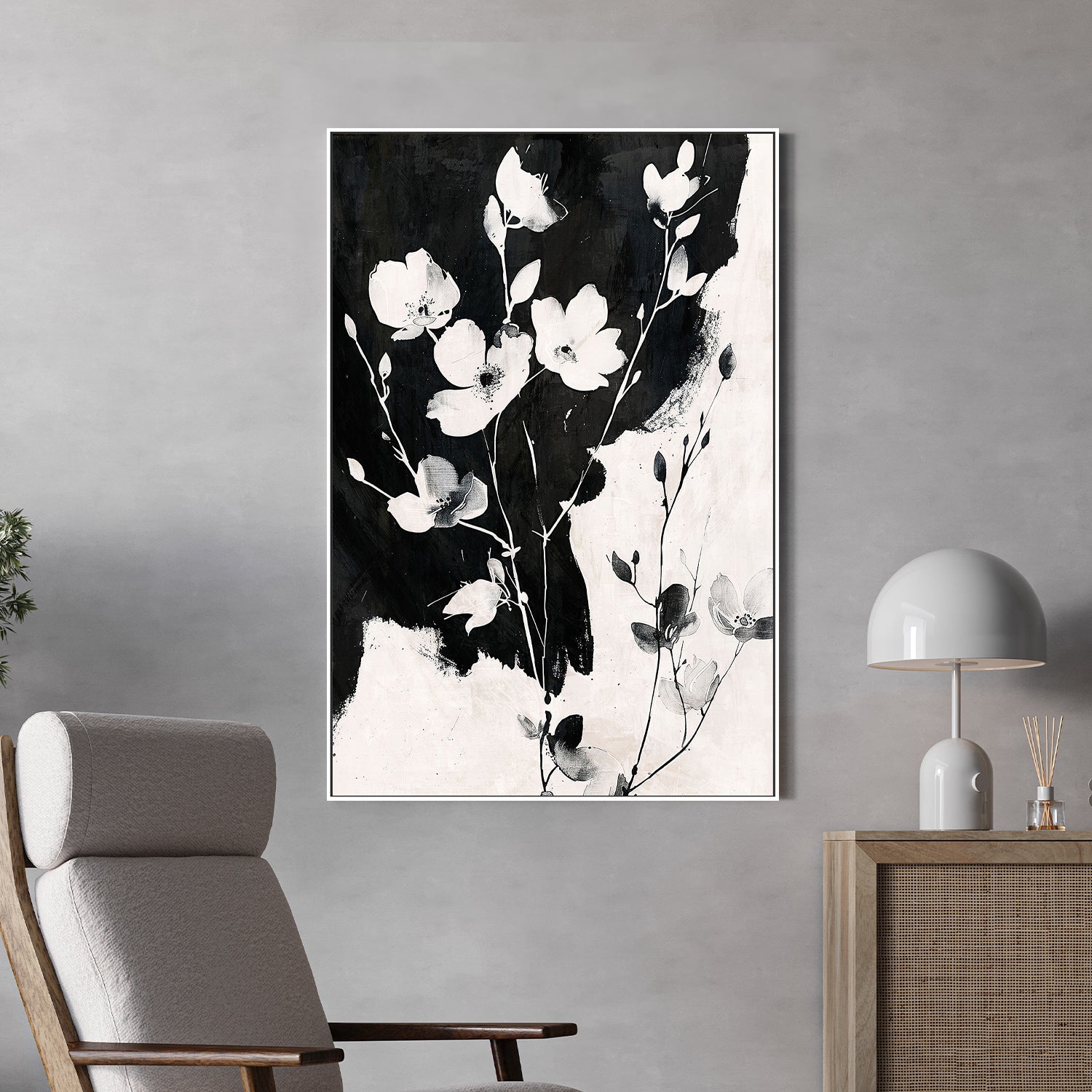 wall-art-print-canvas-poster-framed-Ink & Petals, Style A-2