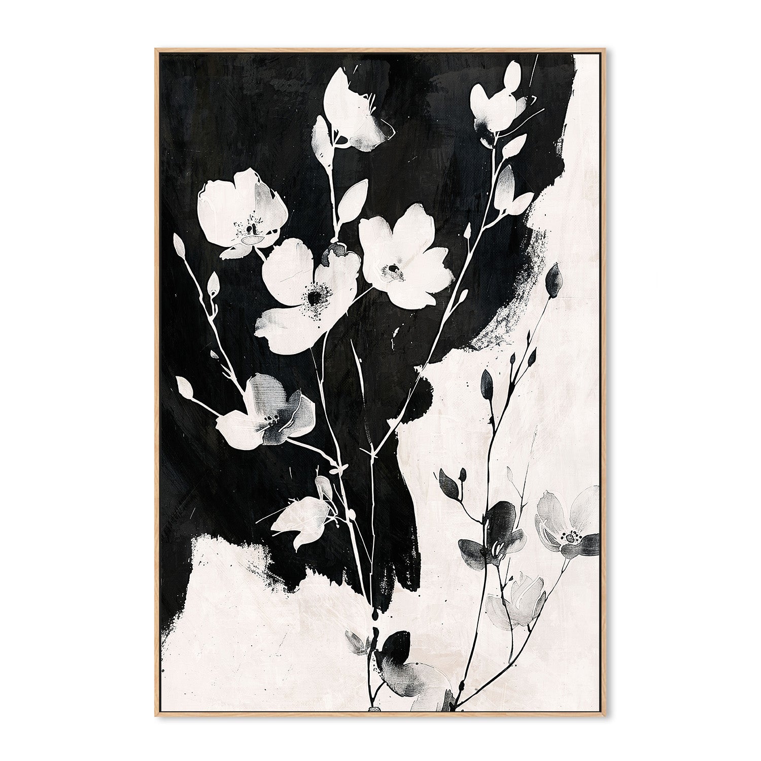 wall-art-print-canvas-poster-framed-Ink & Petals, Style A-4