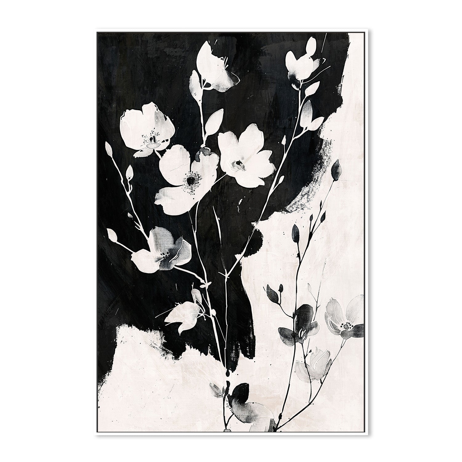 wall-art-print-canvas-poster-framed-Ink & Petals, Style A-5