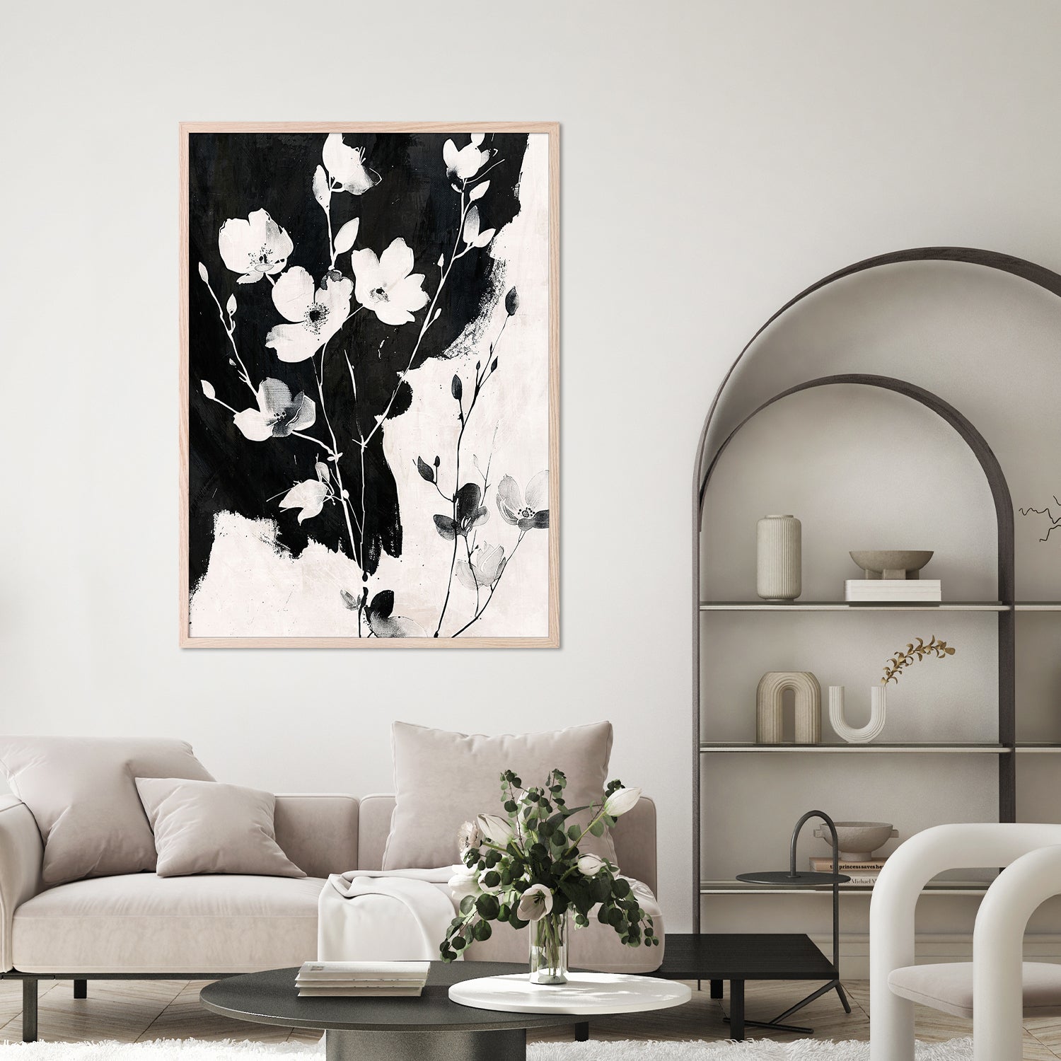 wall-art-print-canvas-poster-framed-Ink & Petals, Style A-8
