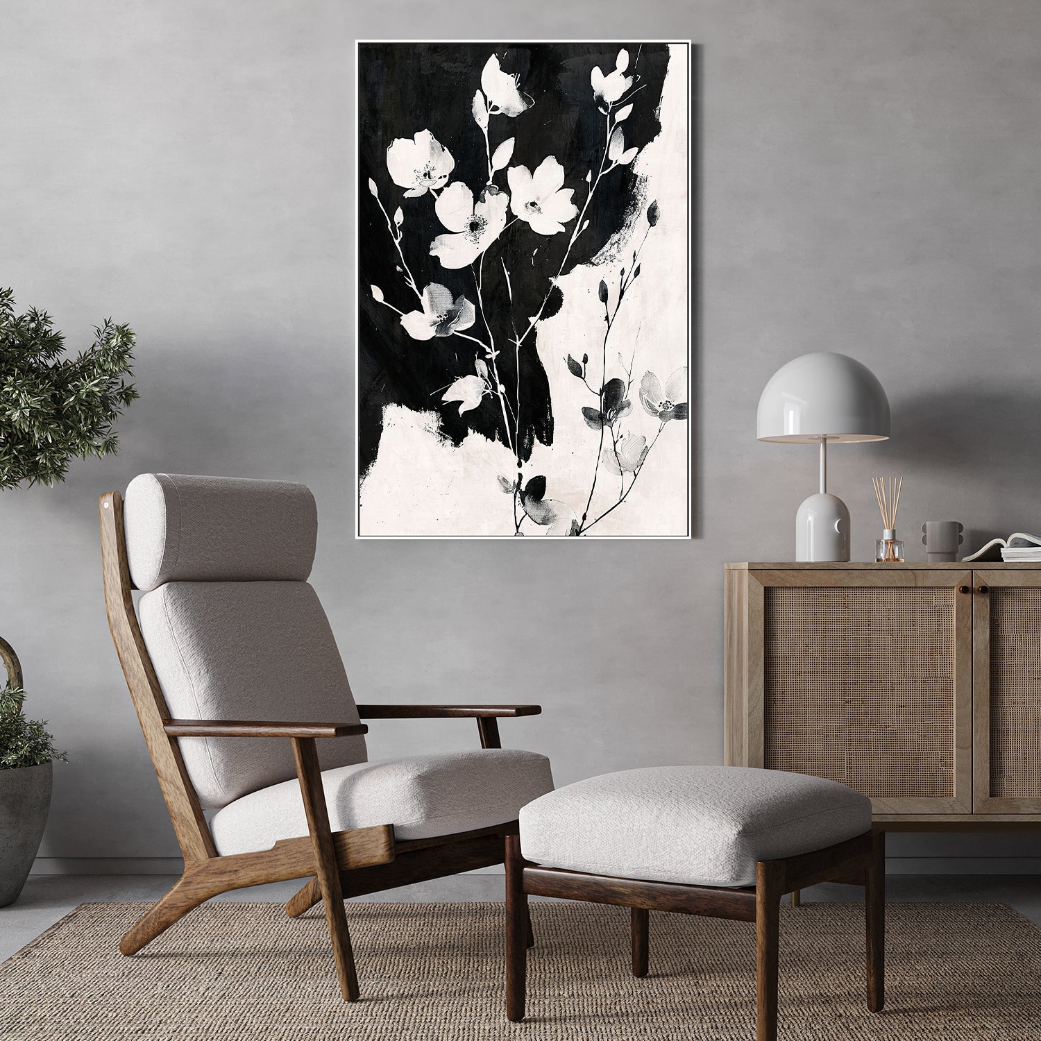 wall-art-print-canvas-poster-framed-Ink & Petals, Style A-9