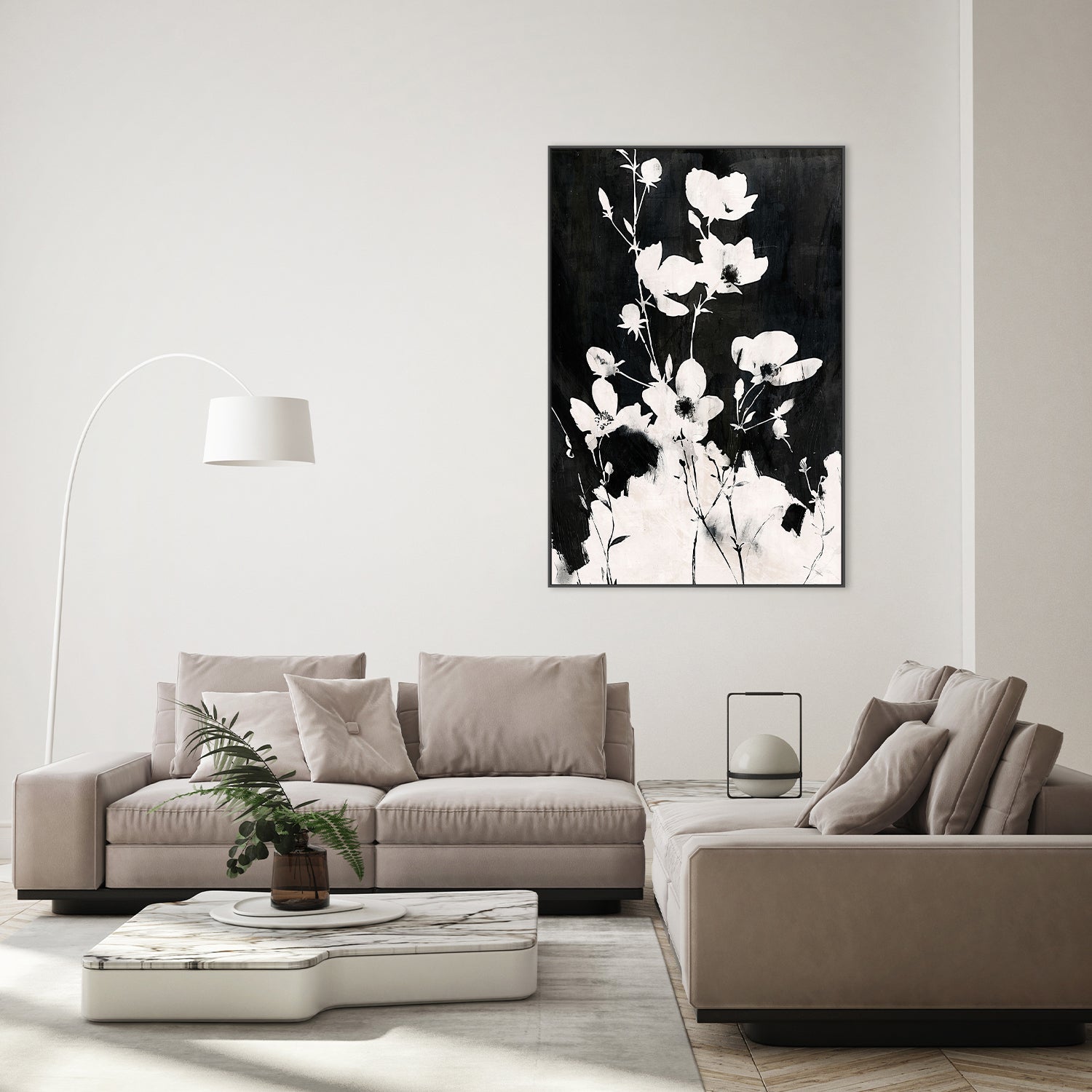 wall-art-print-canvas-poster-framed-Ink & Petals, Style B-9