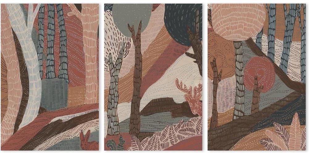 wall-art-print-canvas-poster-framed-Into Bohemia Forest, Set Of 3-by-Emily Wood-Gioia Wall Art