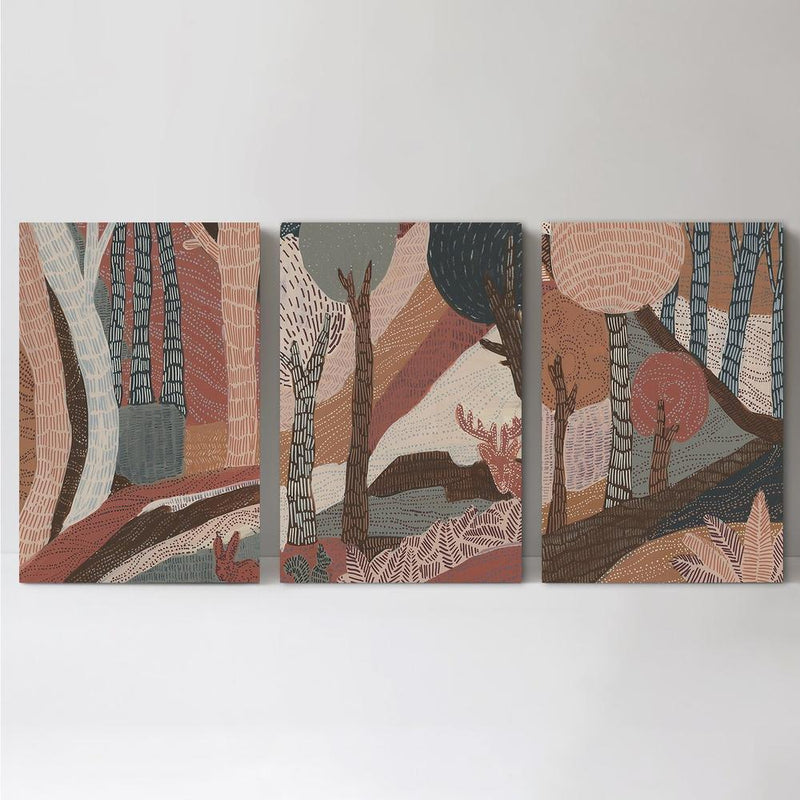 wall-art-print-canvas-poster-framed-Into Bohemia Forest, Set Of 3-by-Emily Wood-Gioia Wall Art
