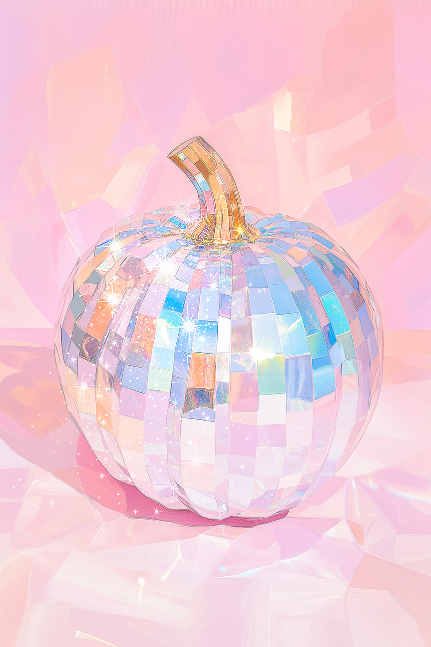 wall-art-print-canvas-poster-framed-Iridescent Disco Ball Pumpkin , By Melloi Art Prints-1