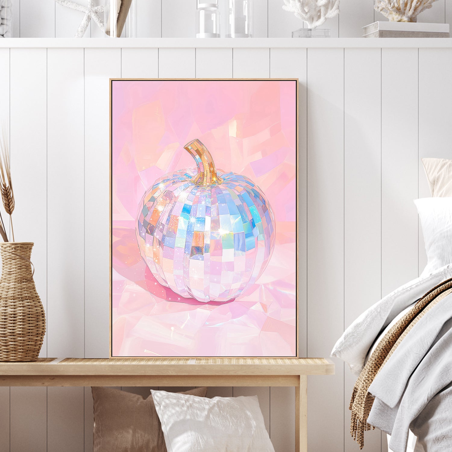 wall-art-print-canvas-poster-framed-Iridescent Disco Ball Pumpkin , By Melloi Art Prints-2