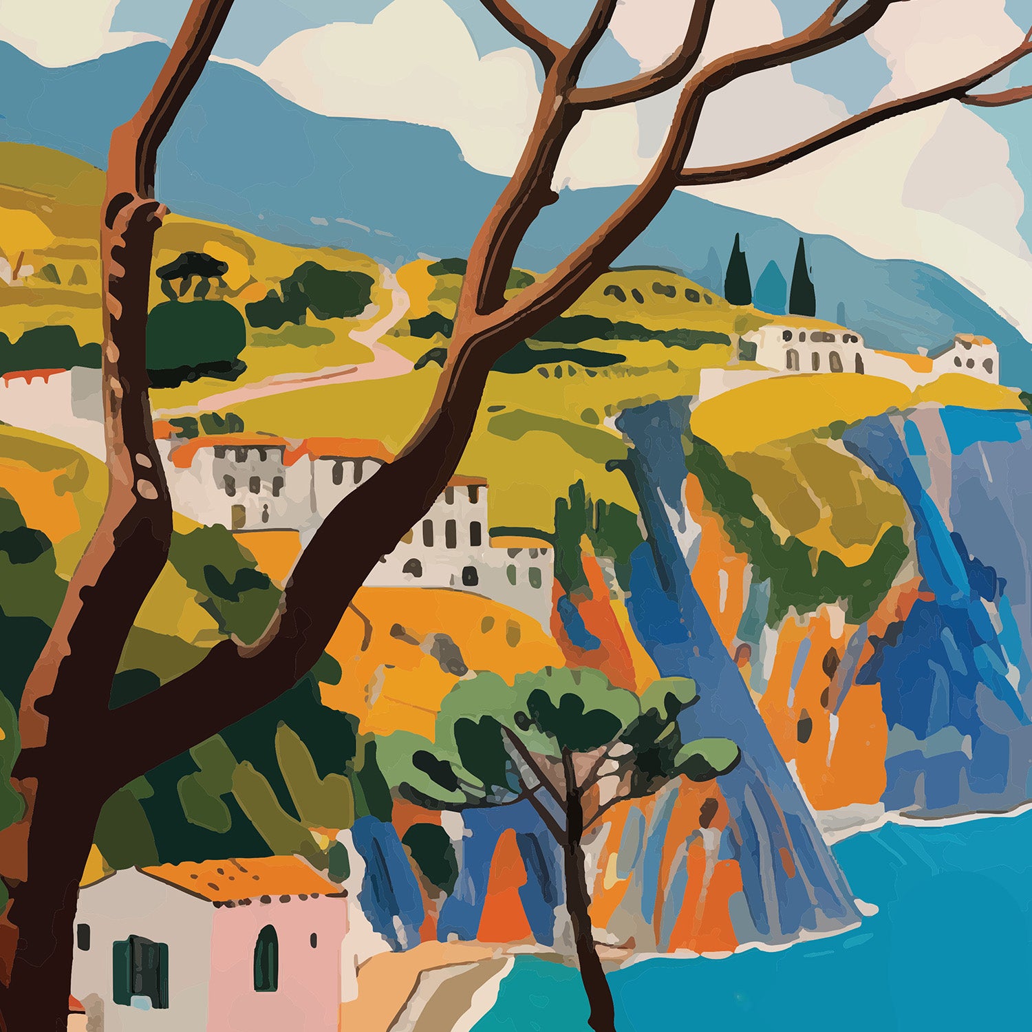 wall-art-print-canvas-poster-framed-Italian Coast, Style A-10