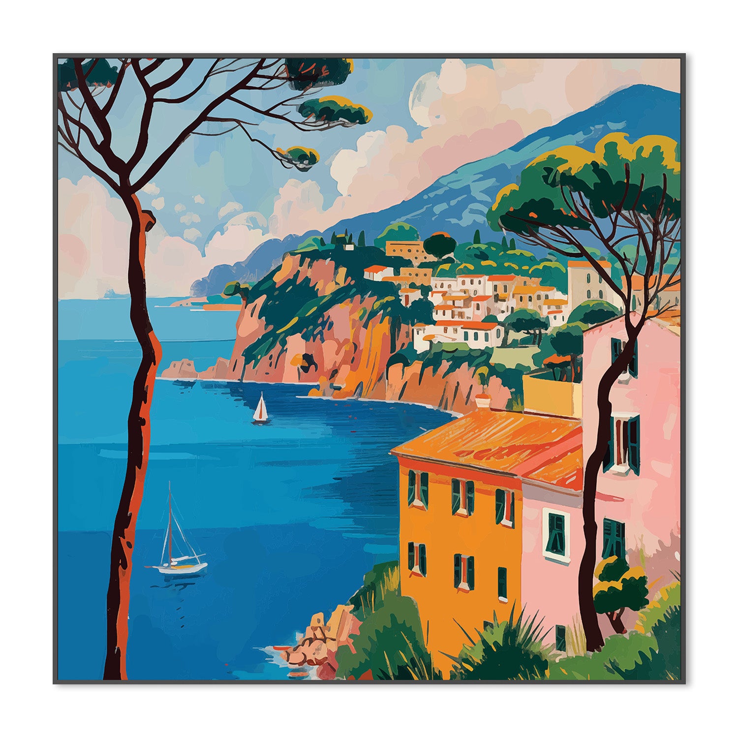 wall-art-print-canvas-poster-framed-Italian Coast, Style B-3