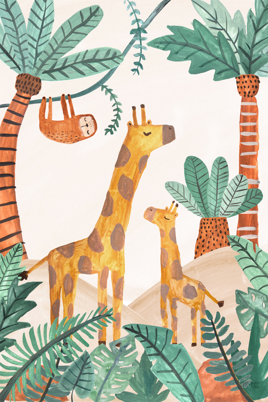 wall-art-print-canvas-poster-framed-Jungle Horizon Giraffe , By Pip and Phee-1