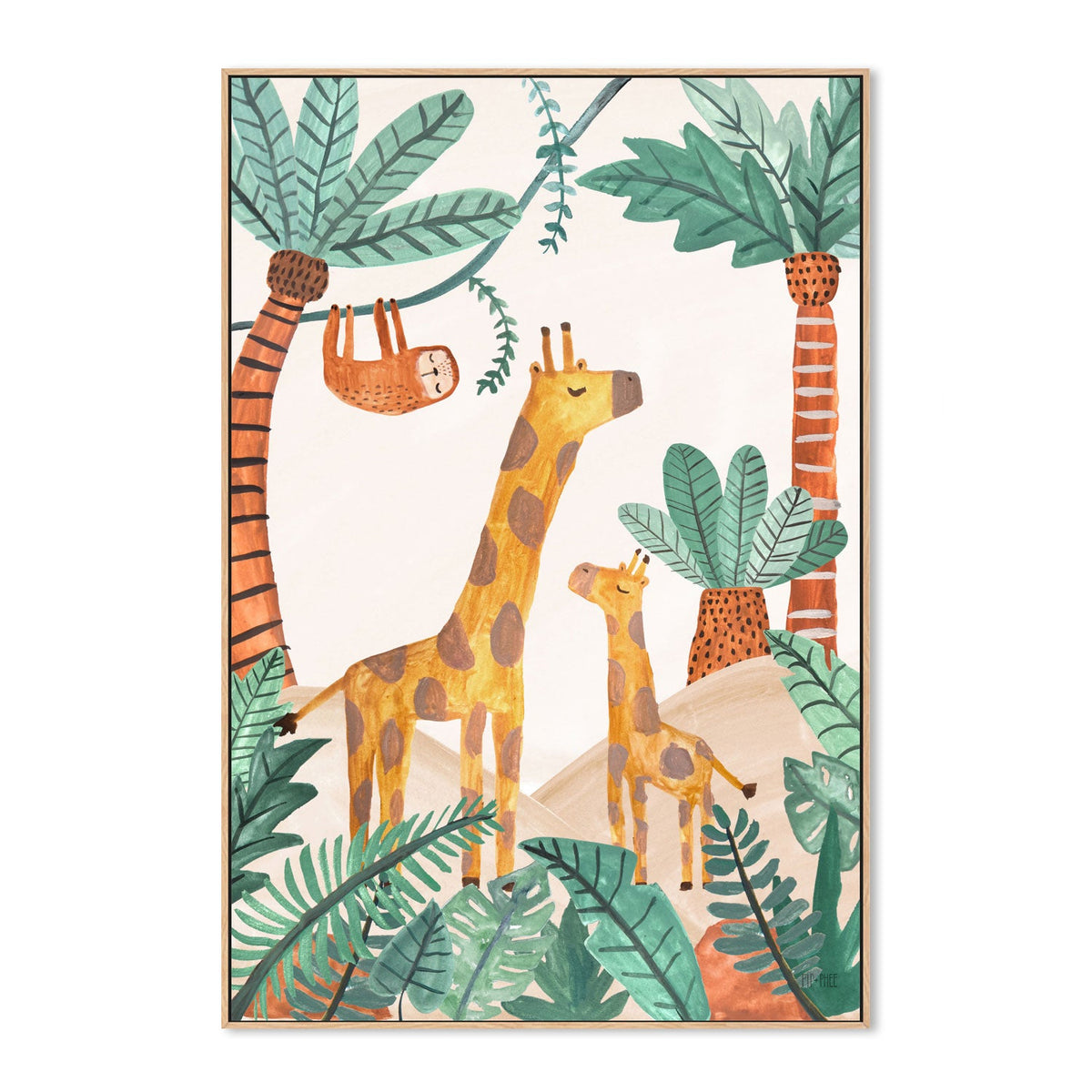 wall-art-print-canvas-poster-framed-Jungle Horizon Giraffe , By Pip and Phee-4