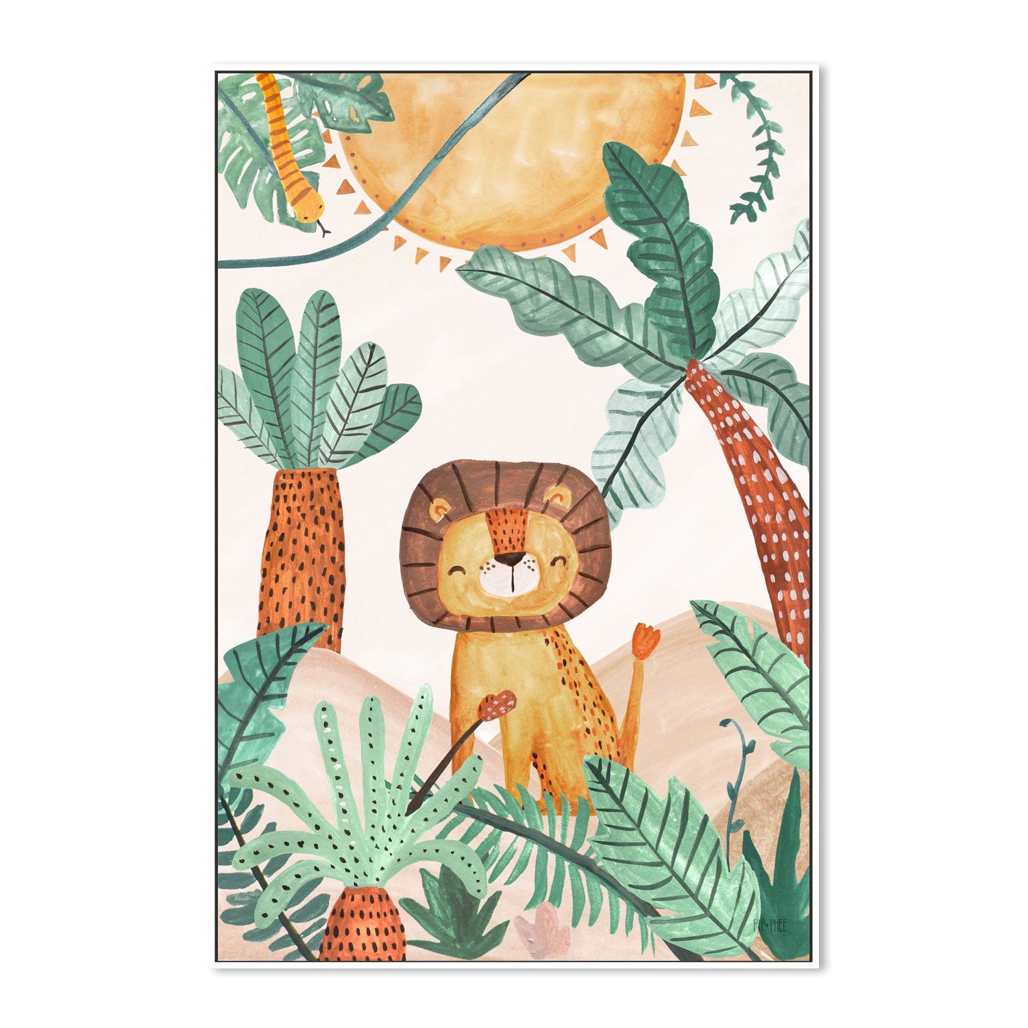 wall-art-print-canvas-poster-framed-Jungle Horizon Lion , By Pip and Phee-5