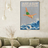 wall-art-print-canvas-poster-framed-Just A Guy Who Loves To Swim, Style A , By Jon Downer-GIOIA-WALL-ART