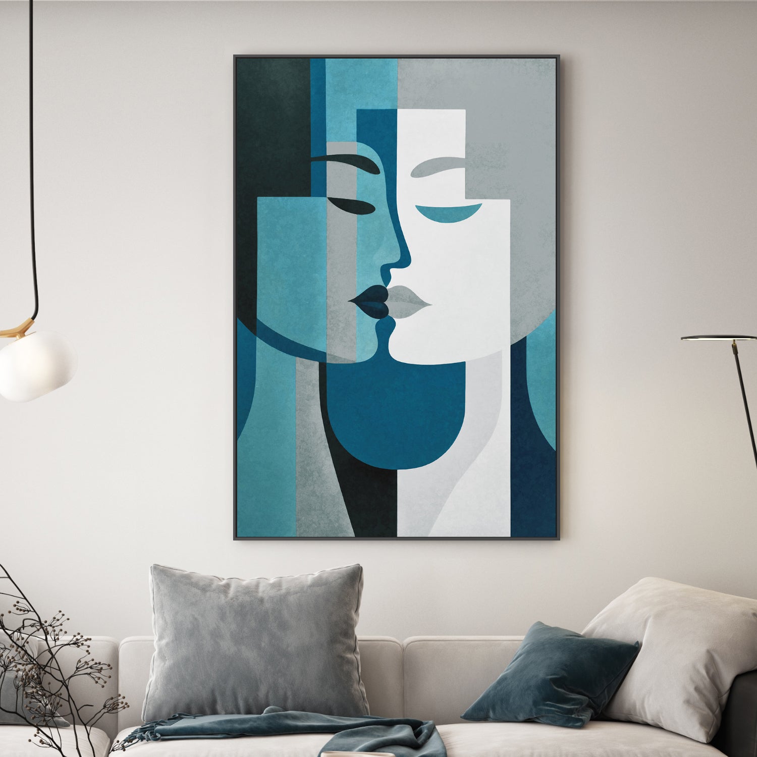 wall-art-print-canvas-poster-framed-Kiss Me Teal Grey-7