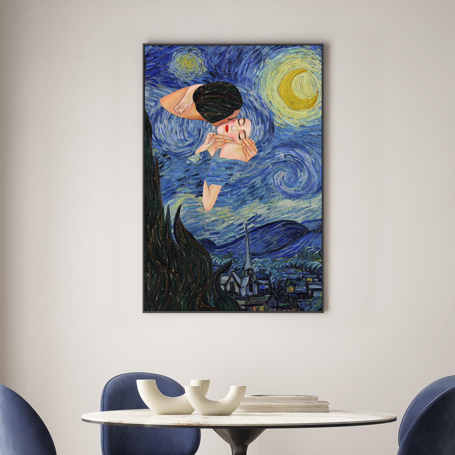 wall-art-print-canvas-poster-framed-Kiss Under the Starry Night-7