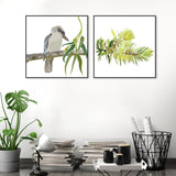 wall-art-print-canvas-poster-framed-Kookaburra And Eucalyptus, Set Of 2-by-Gioia Wall Art-Gioia Wall Art