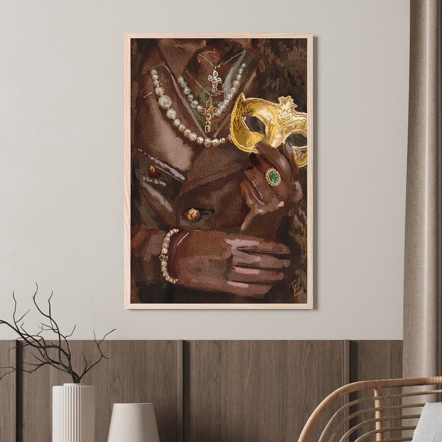 wall-art-print-canvas-poster-framed-La donna con le perle-7