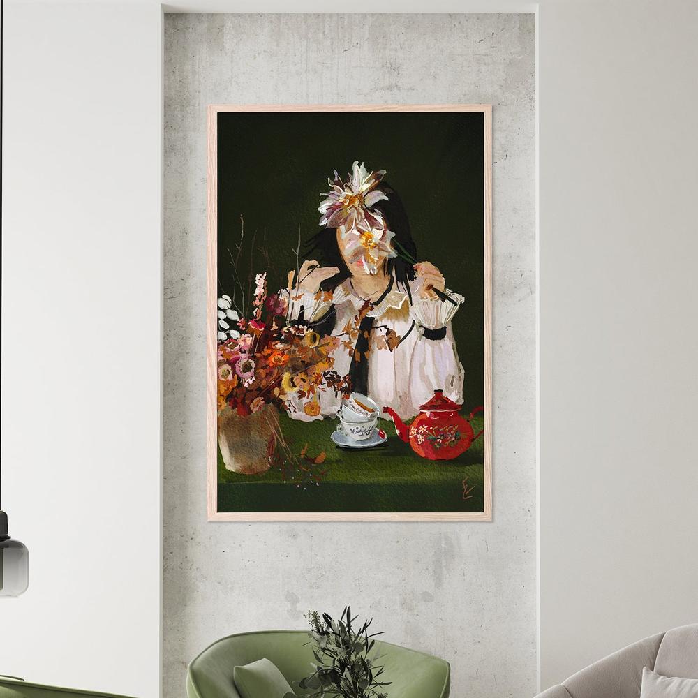 wall-art-print-canvas-poster-framed-lady with the red teapot-7