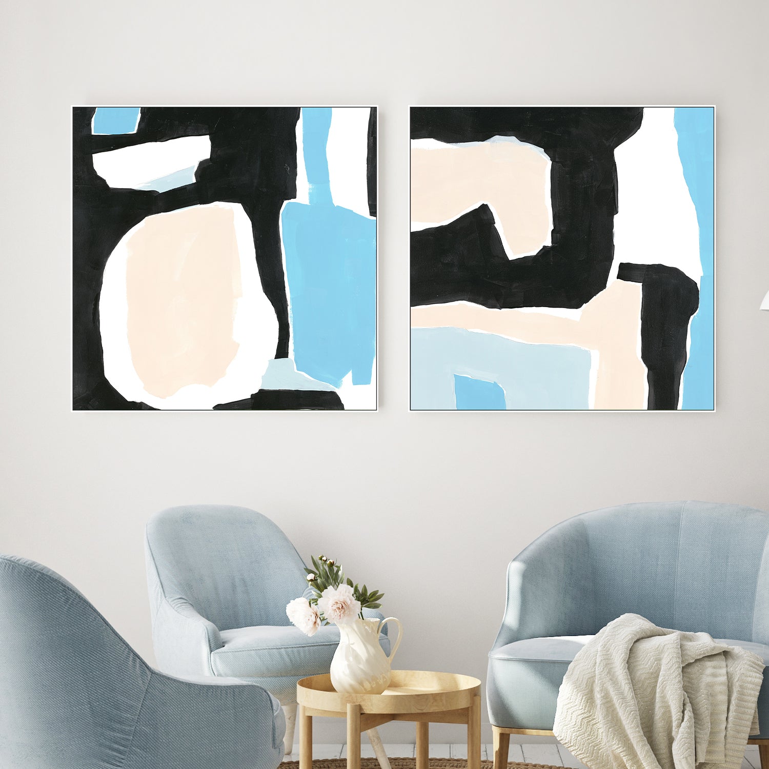 wall-art-print-canvas-poster-framed-Laila Abstract, Style A & B, Set Of 2 , By Megan Swartz-2
