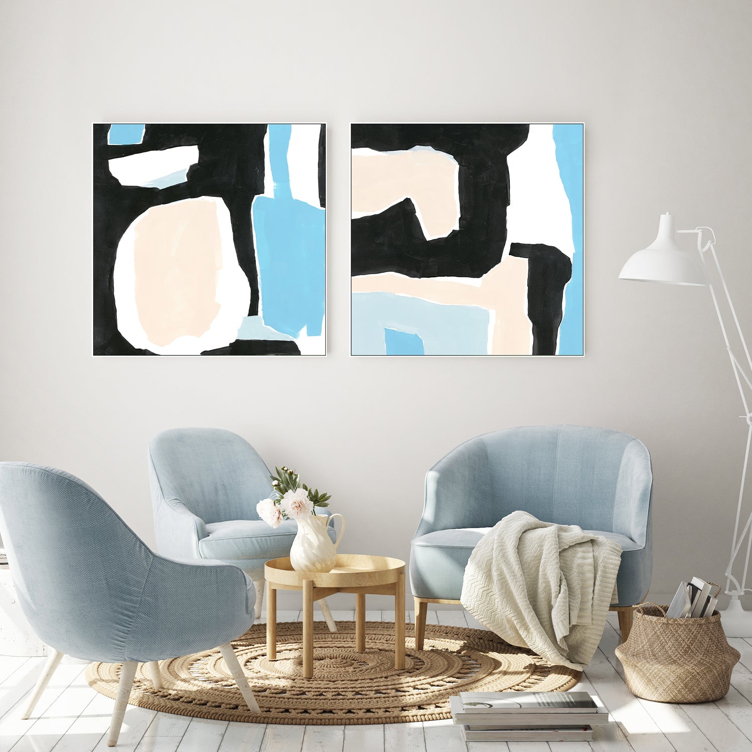 wall-art-print-canvas-poster-framed-Laila Abstract, Style A & B, Set Of 2 , By Megan Swartz-7