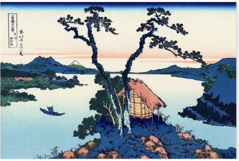 wall-art-print-canvas-poster-framed-Lake Suwa in the Shinano province-by-Katsushika Hokusai-Gioia Wall Art