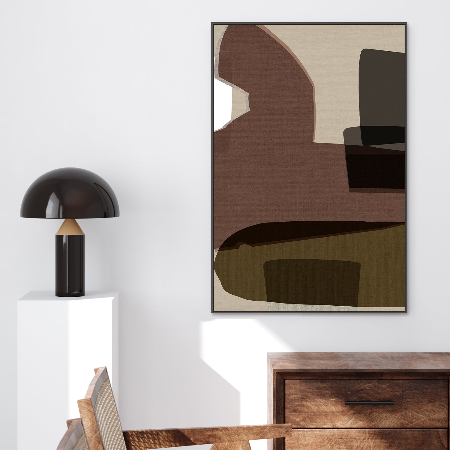 wall-art-print-canvas-poster-framed-Layered Geometric Shapes And Earthy Tones-2