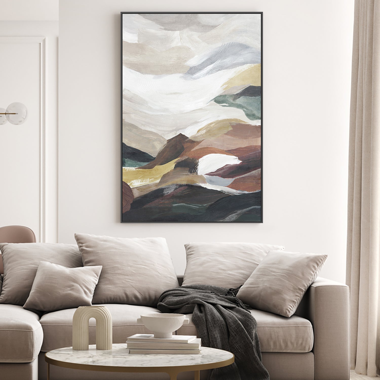 wall-art-print-canvas-poster-framed-Layered Hills Under Soft Clouds-2