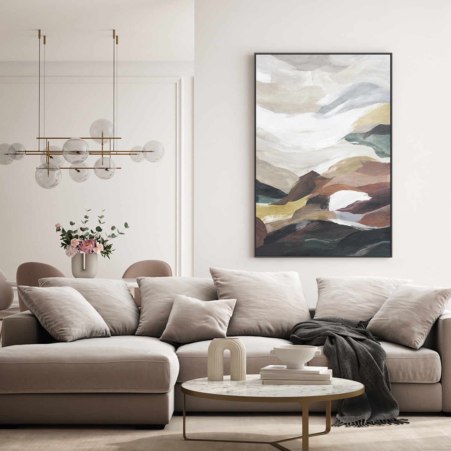 wall-art-print-canvas-poster-framed-Layered Hills Under Soft Clouds-7