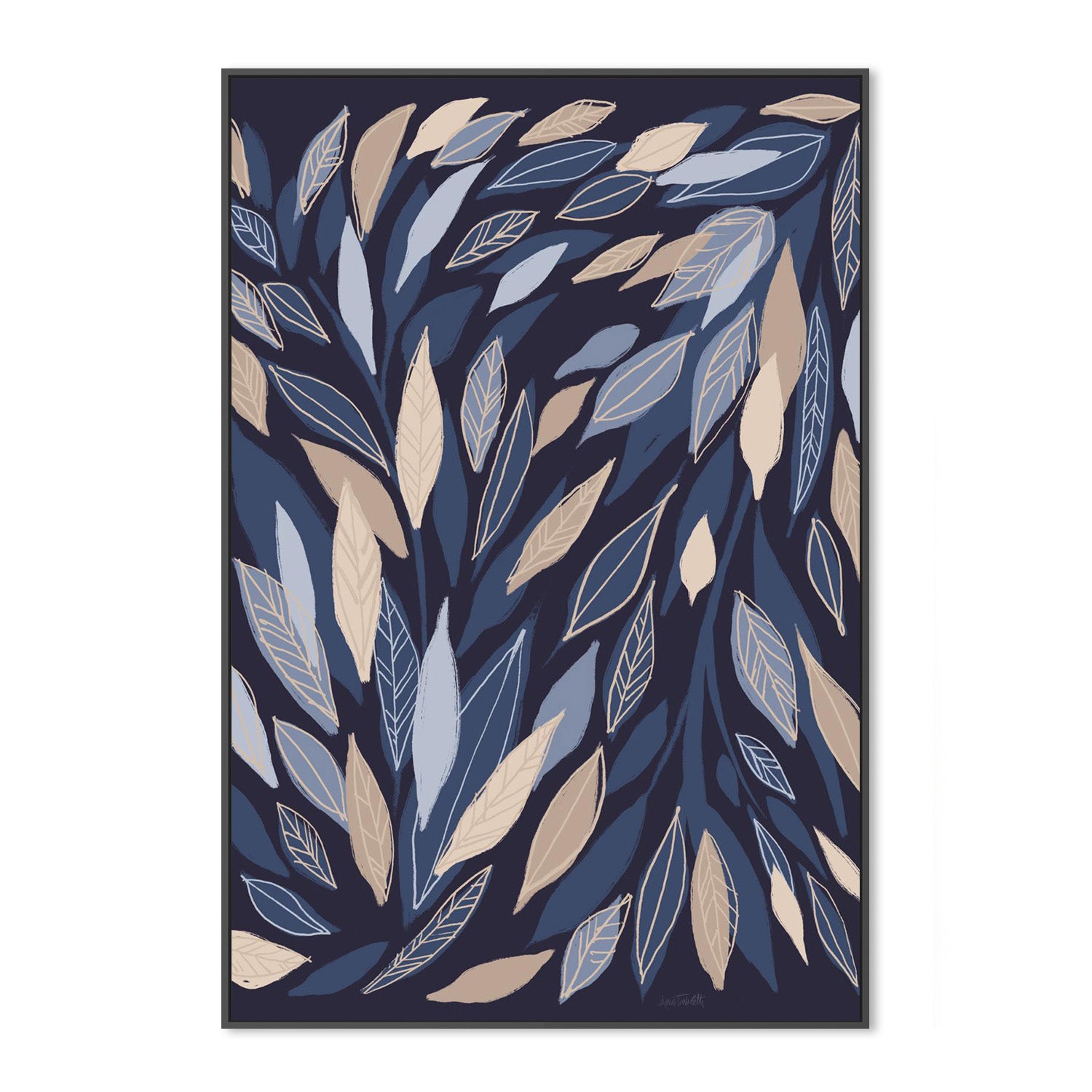 wall-art-print-canvas-poster-framed-Leafy Lines Dark-3