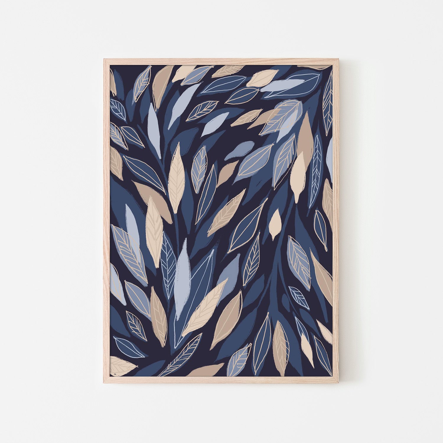 wall-art-print-canvas-poster-framed-Leafy Lines Dark-6