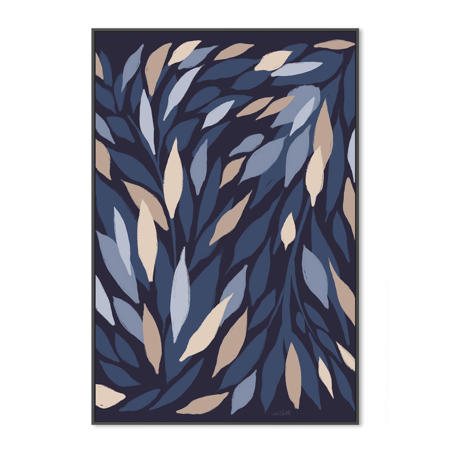 wall-art-print-canvas-poster-framed-Leafy Lines Dark Plain-3