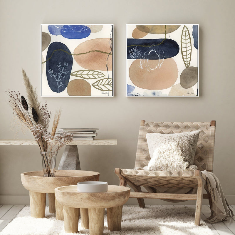 wall-art-print-canvas-poster-framed-Leaves and Stones, Set of 2-by-Laura Horn-Gioia Wall Art