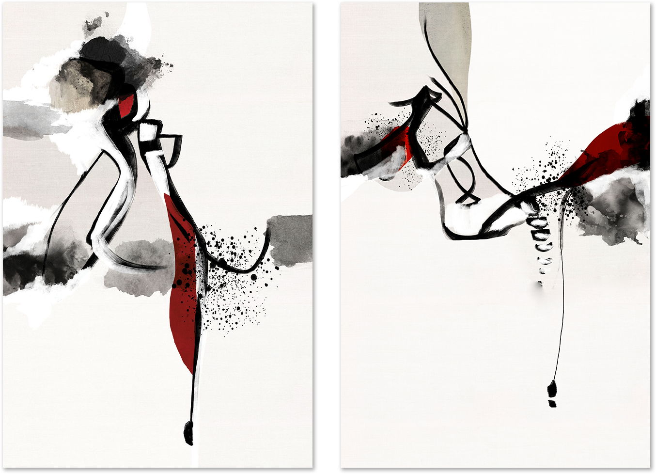 wall-art-print-canvas-poster-framed-Linked, Style A & B, Set Of 2 , By Roberto Moro Art-1