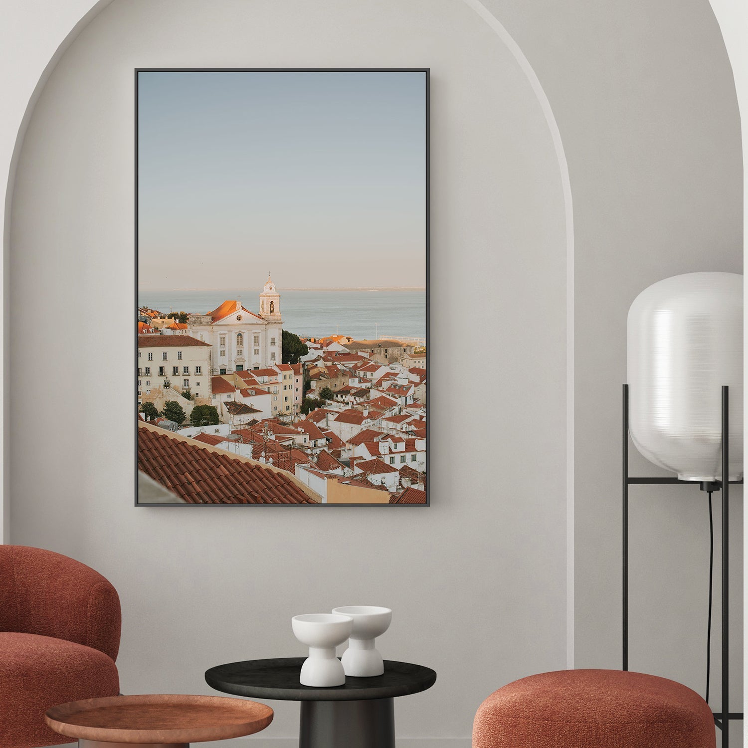 wall-art-print-canvas-poster-framed-Lisbon Rooftop Cityscape, Style A , By Hello Twiggs-2