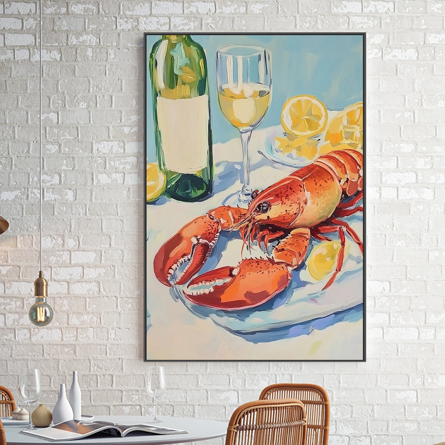 wall-art-print-canvas-poster-framed-Lobster and Wine Still Life , By Melloi Art Prints-2