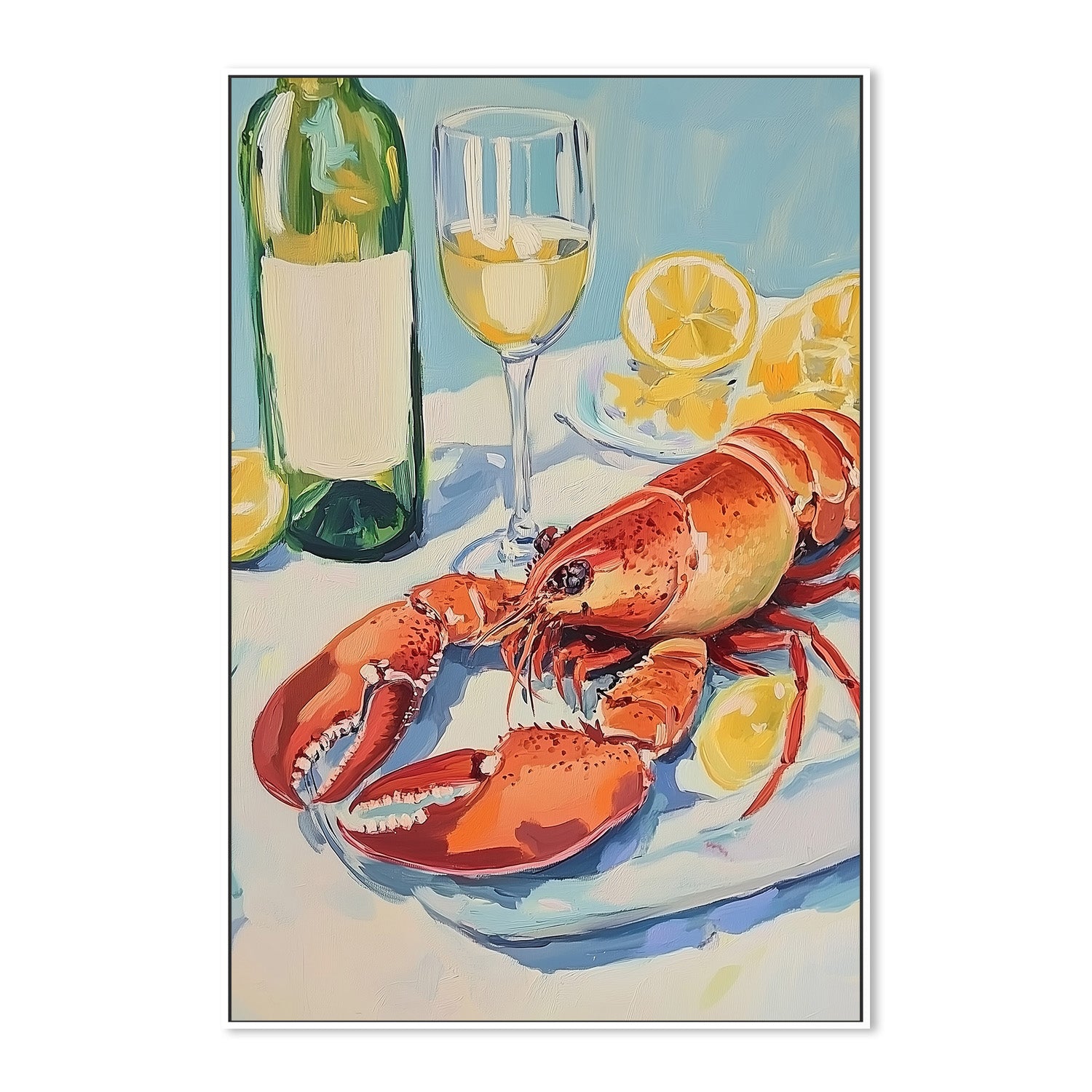 wall-art-print-canvas-poster-framed-Lobster and Wine Still Life , By Melloi Art Prints-5