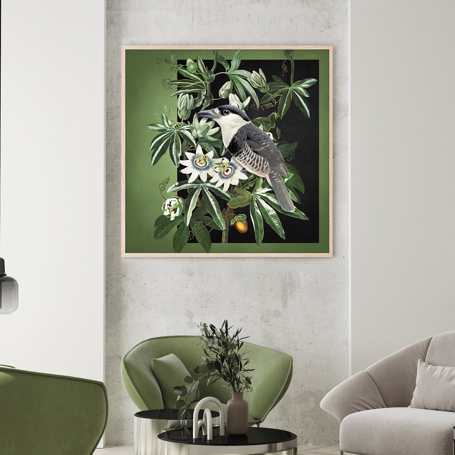 wall-art-print-canvas-poster-framed-Loiseau Et La Passiflore-2