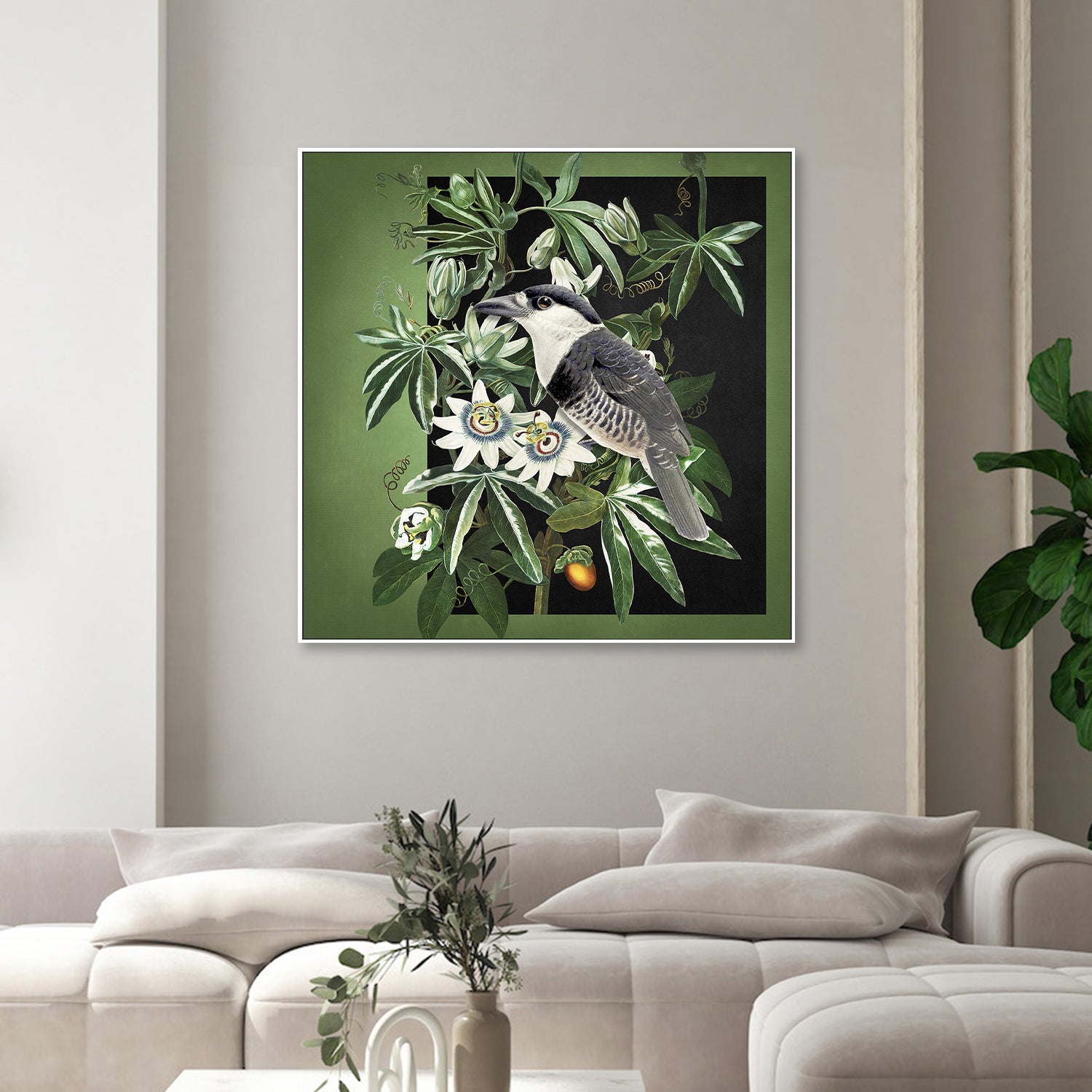 wall-art-print-canvas-poster-framed-Loiseau Et La Passiflore-7