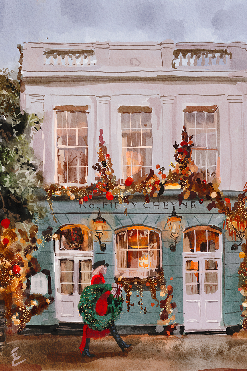 wall-art-print-canvas-poster-framed-London Festive Streets , By Ekaterina Zagorska-1