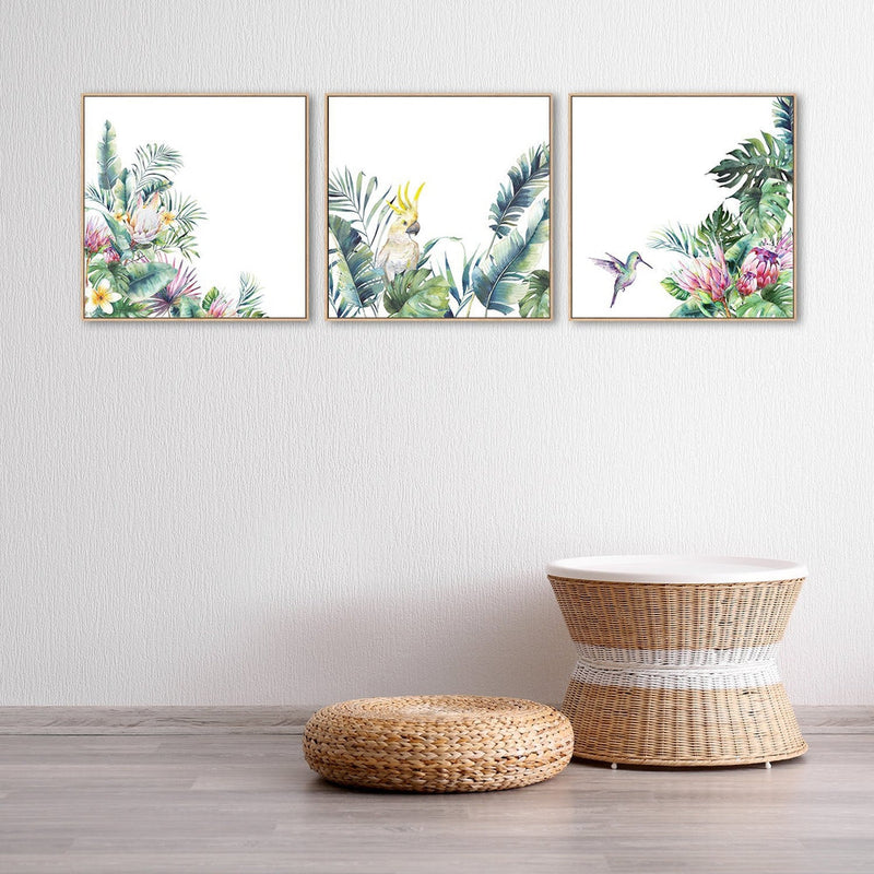 wall-art-print-canvas-poster-framed-Lush Forest Birds, Set Of 3-by-Gioia Wall Art-Gioia Wall Art