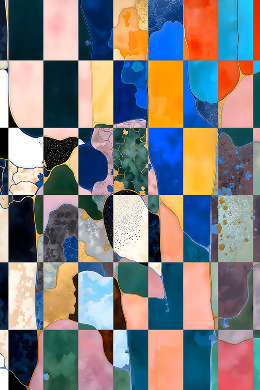 wall-art-print-canvas-poster-framed-Luxe Checkerboard-1