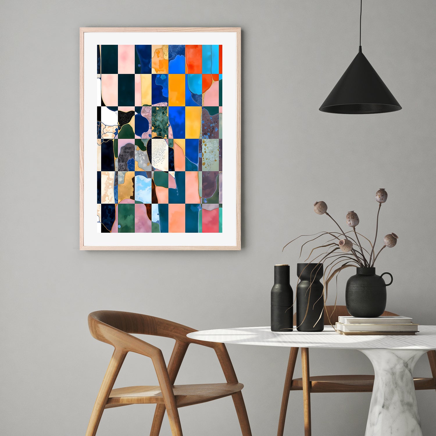 wall-art-print-canvas-poster-framed-Luxe Checkerboard-9