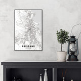 wall-art-print-canvas-poster-framed-Map Of Brisbane, Black And White-by-Gioia Wall Art-Gioia Wall Art