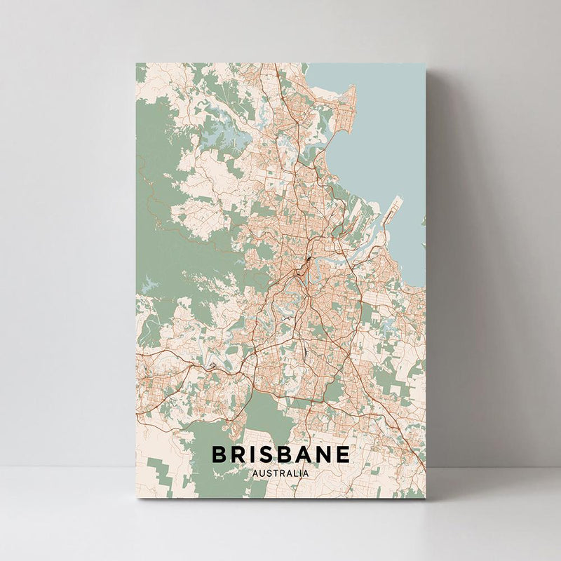 wall-art-print-canvas-poster-framed-Map Of Brisbane, Coloured-by-Gioia Wall Art-Gioia Wall Art