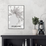 wall-art-print-canvas-poster-framed-Map Of Melbourne, Black And White-by-Gioia Wall Art-Gioia Wall Art