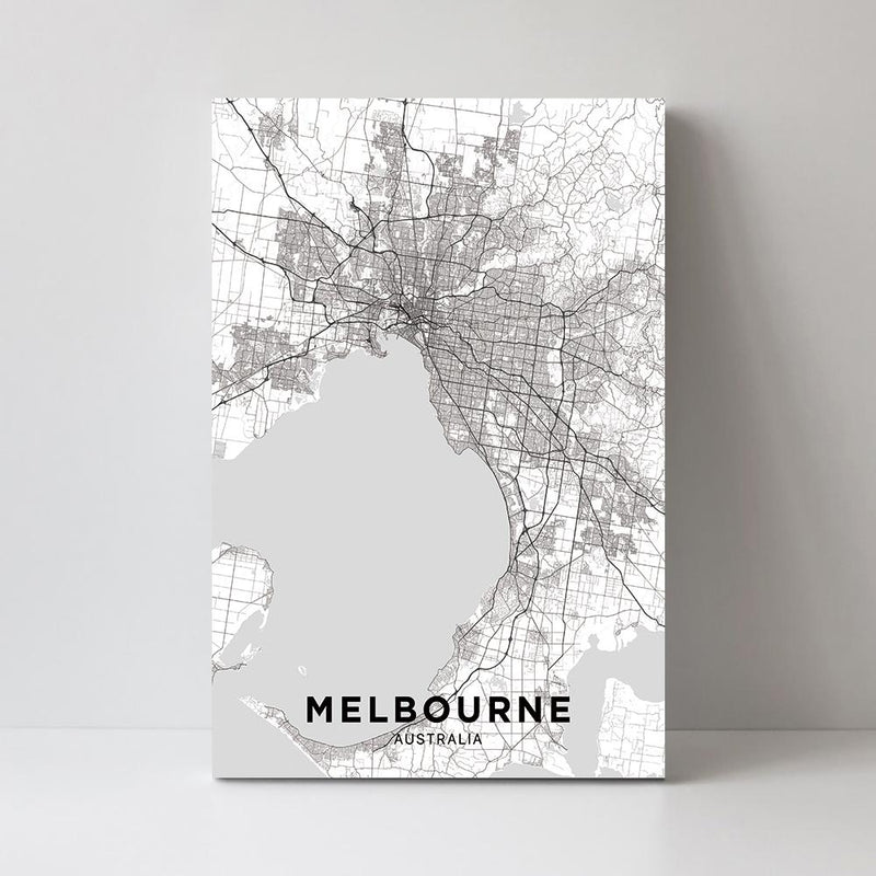wall-art-print-canvas-poster-framed-Map Of Melbourne, Black And White-by-Gioia Wall Art-Gioia Wall Art