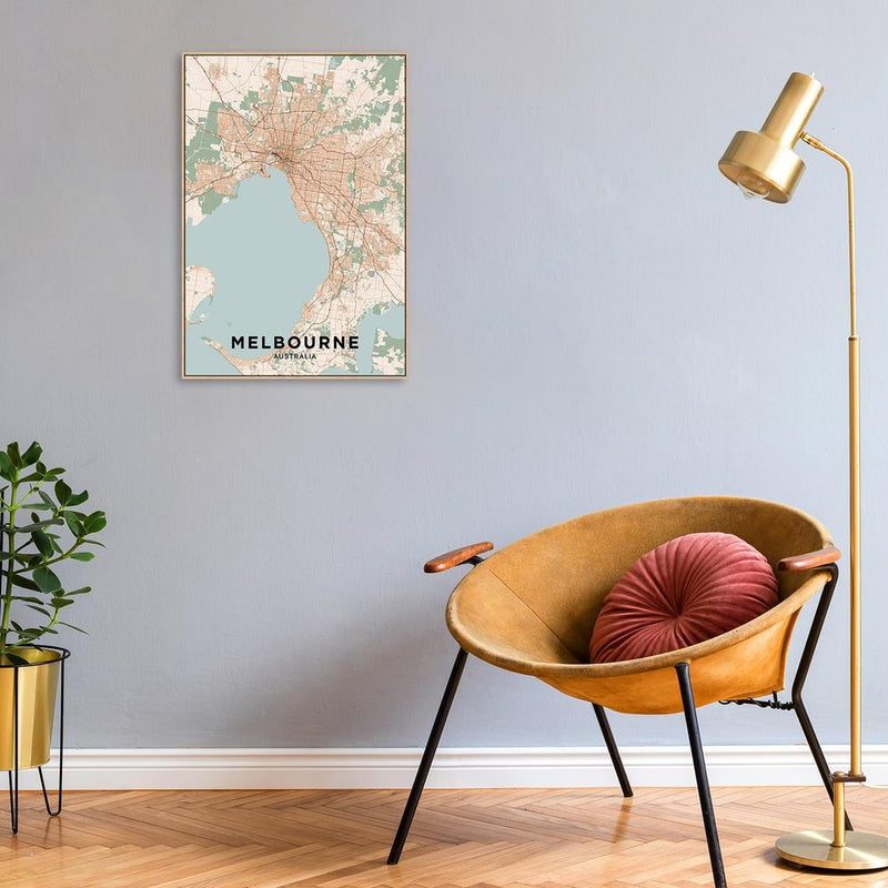 wall-art-print-canvas-poster-framed-Map Of Melbourne, Coloured-by-Gioia Wall Art-Gioia Wall Art