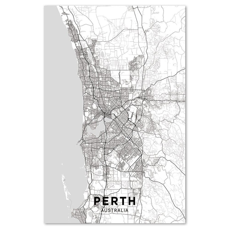 wall-art-print-canvas-poster-framed-Map Of Perth, Black And White-by-Gioia Wall Art-Gioia Wall Art