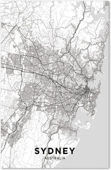 wall-art-print-canvas-poster-framed-Map Of Sydney, Black And White-by-Gioia Wall Art-Gioia Wall Art