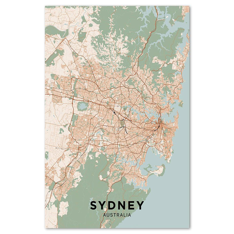 wall-art-print-canvas-poster-framed-Map Of Sydney, Coloured-by-Gioia Wall Art-Gioia Wall Art