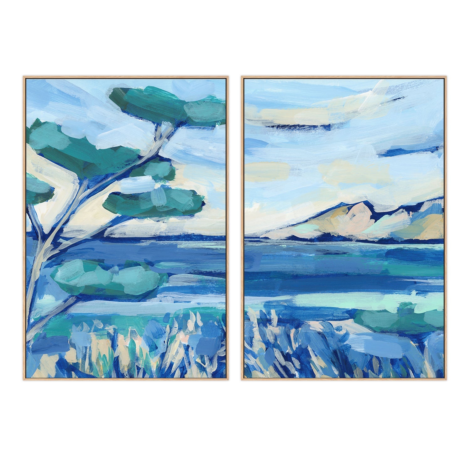 wall-art-print-canvas-poster-framed-Mediterranean Coasta , Style A & B , Set Of 2 , By Jetty Home-4
